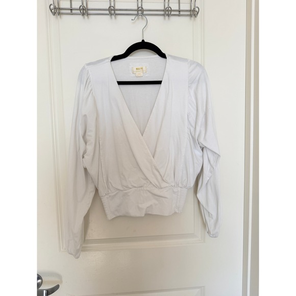 Maeve by Anthropologie Michaela White Long Sleeve Top Size Medium - Picture 2 of 6